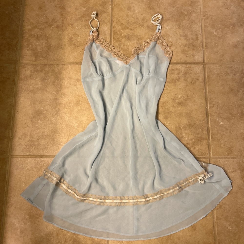 Vintage Victoria’s Secret Elegant Blue Lace Trim Nightie